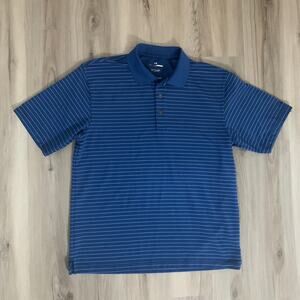 Grand Slam Polo Shirt Men Large Golf Rugby Blue Textured Short Sleeve Striped